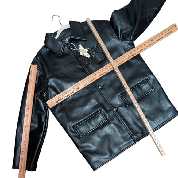NWT Reportage R.G.A. Made In Italy Black Vintage Faux Leather Jacket Men's Large - Picture 7 of 10